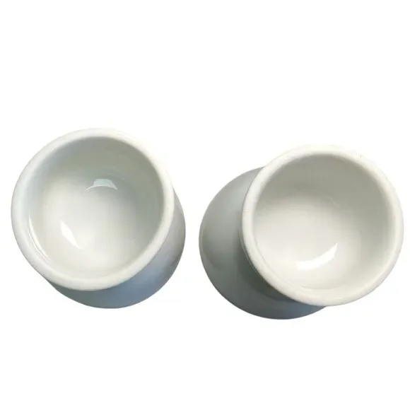 Vintage Porcelain Set Of Two White Egg Cups Spring Décor Midcentury Modern Japan - Picture 6 of 6